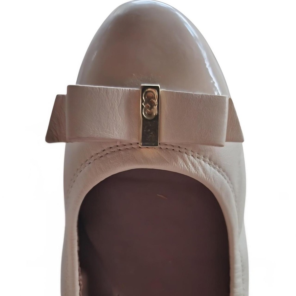 Nude Gold Ballet Flats Bow Leather Quiet Luxury Cole Haan Elsie